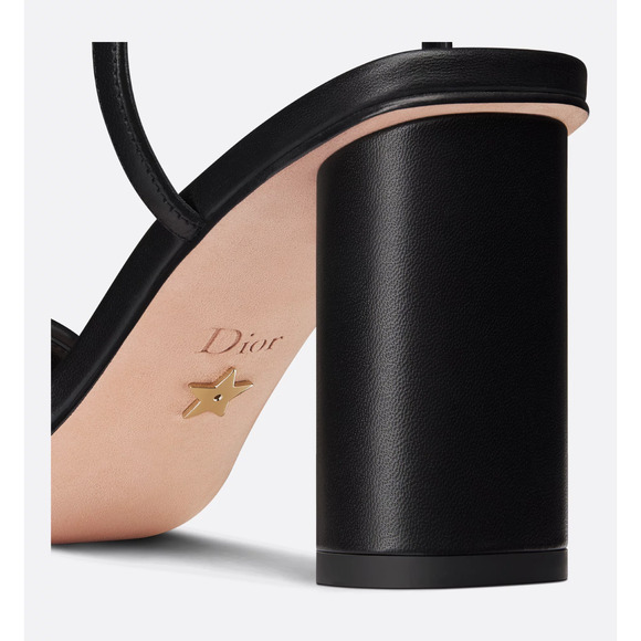 Dior Dway Heeled Sandal Embroidered Satin Black Ankle Strap Block Heel Pump 35 - Picture 12 of 14